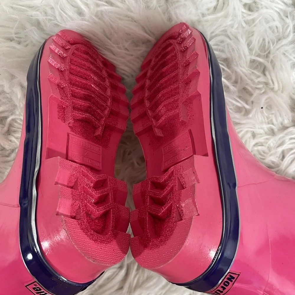Northside Little Girls' Classic Solid Rainboot Pink / Purple Slip On Size 2 NEW